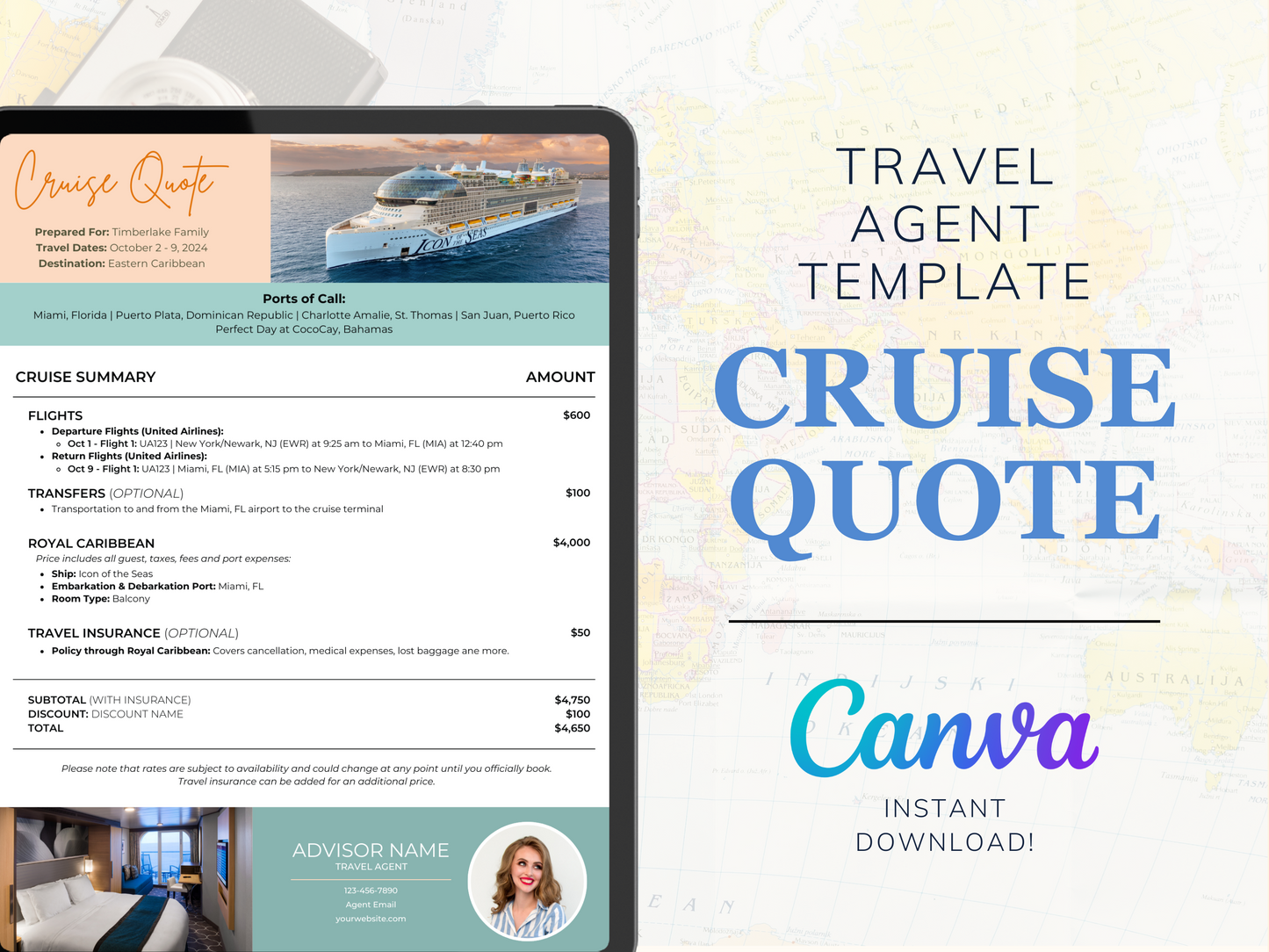 Travel Agent Cruise Quote Template