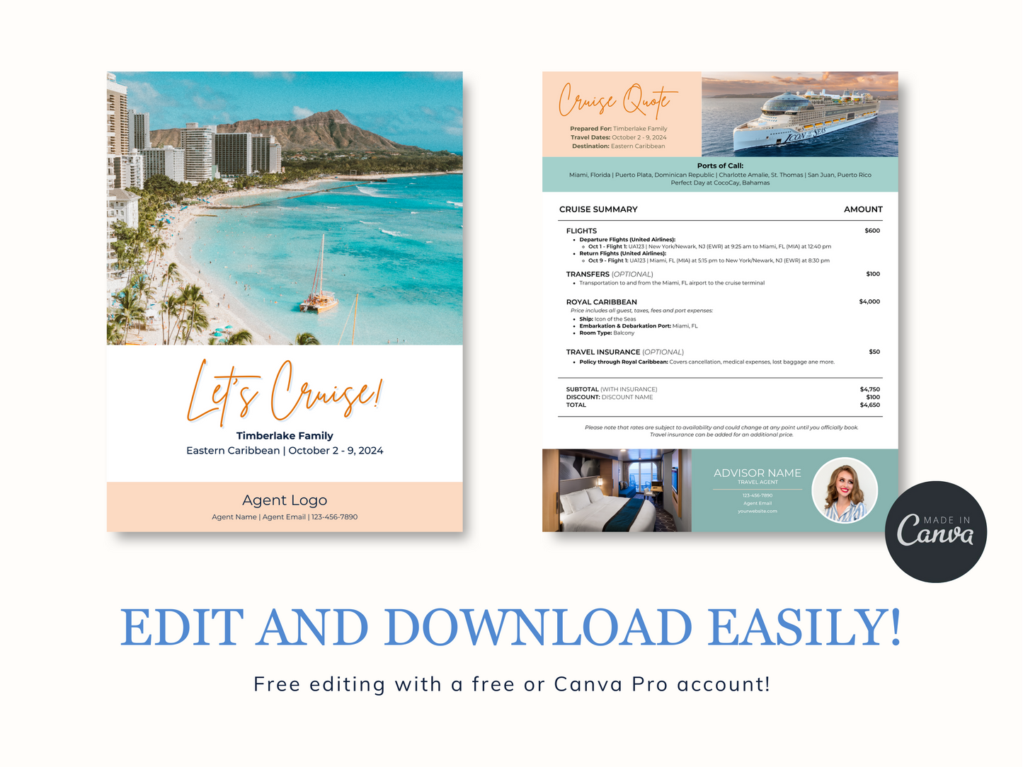 Travel Agent Cruise Quote Template