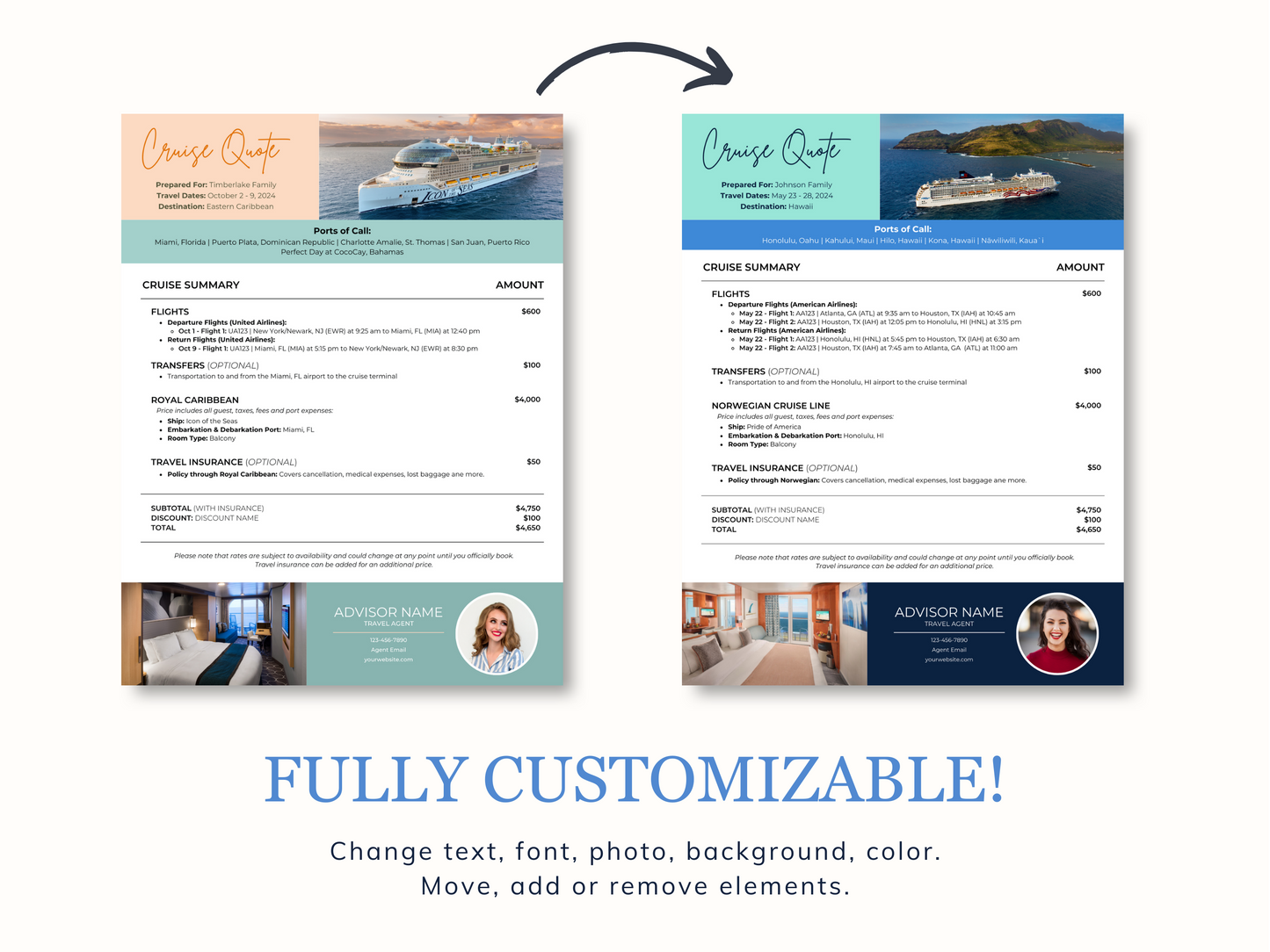 Travel Agent Cruise Quote Template