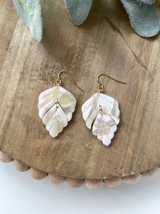Neutral Marble Leaf Dangle