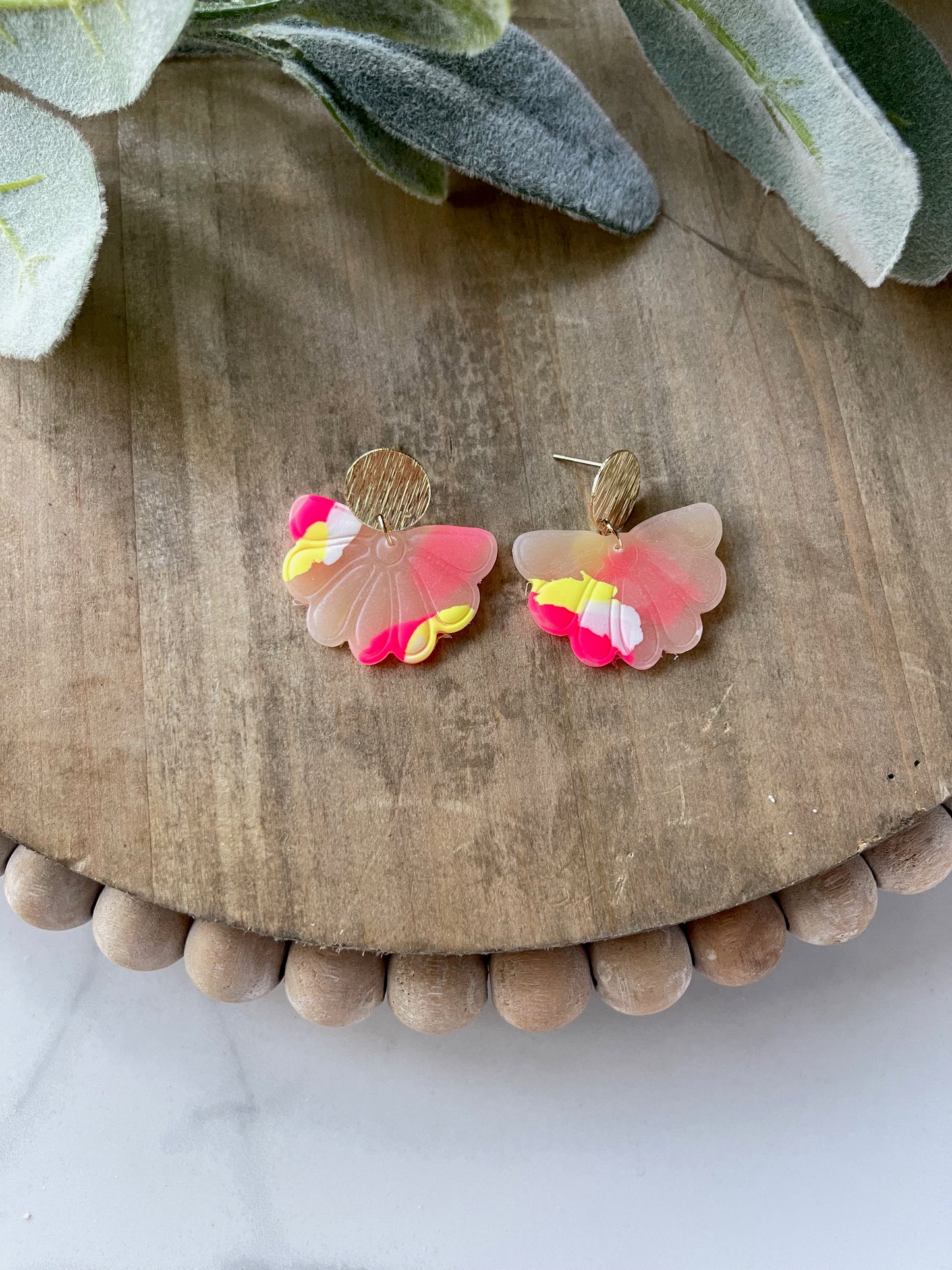 Translucent & Neon with Gold Stud Dangle