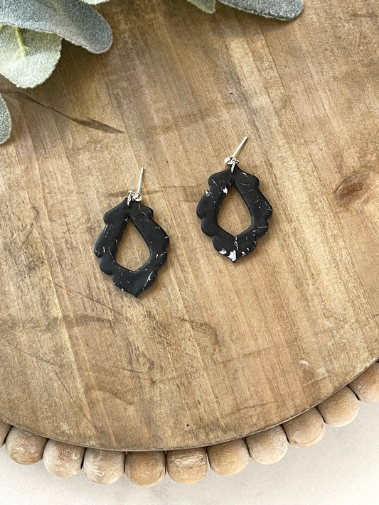 Black & White Marble Fancy Teardrop Dangle