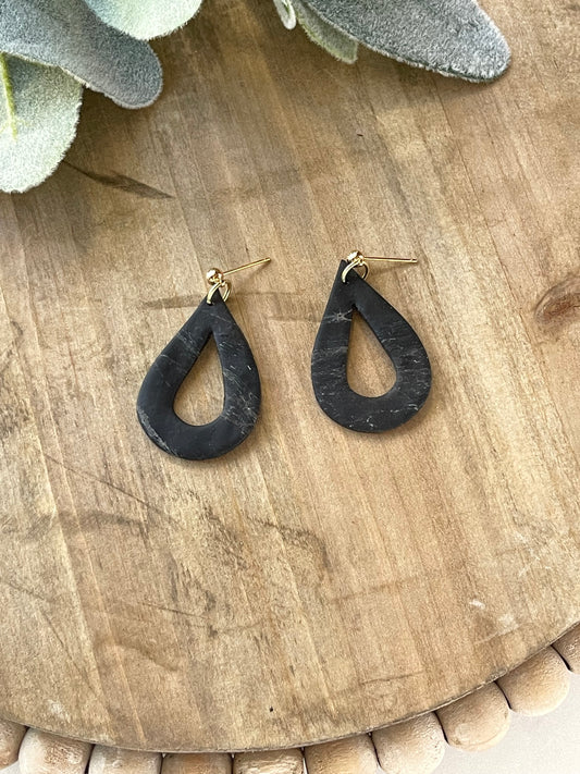 Black & White Marble Teardrop Cutout Dangle