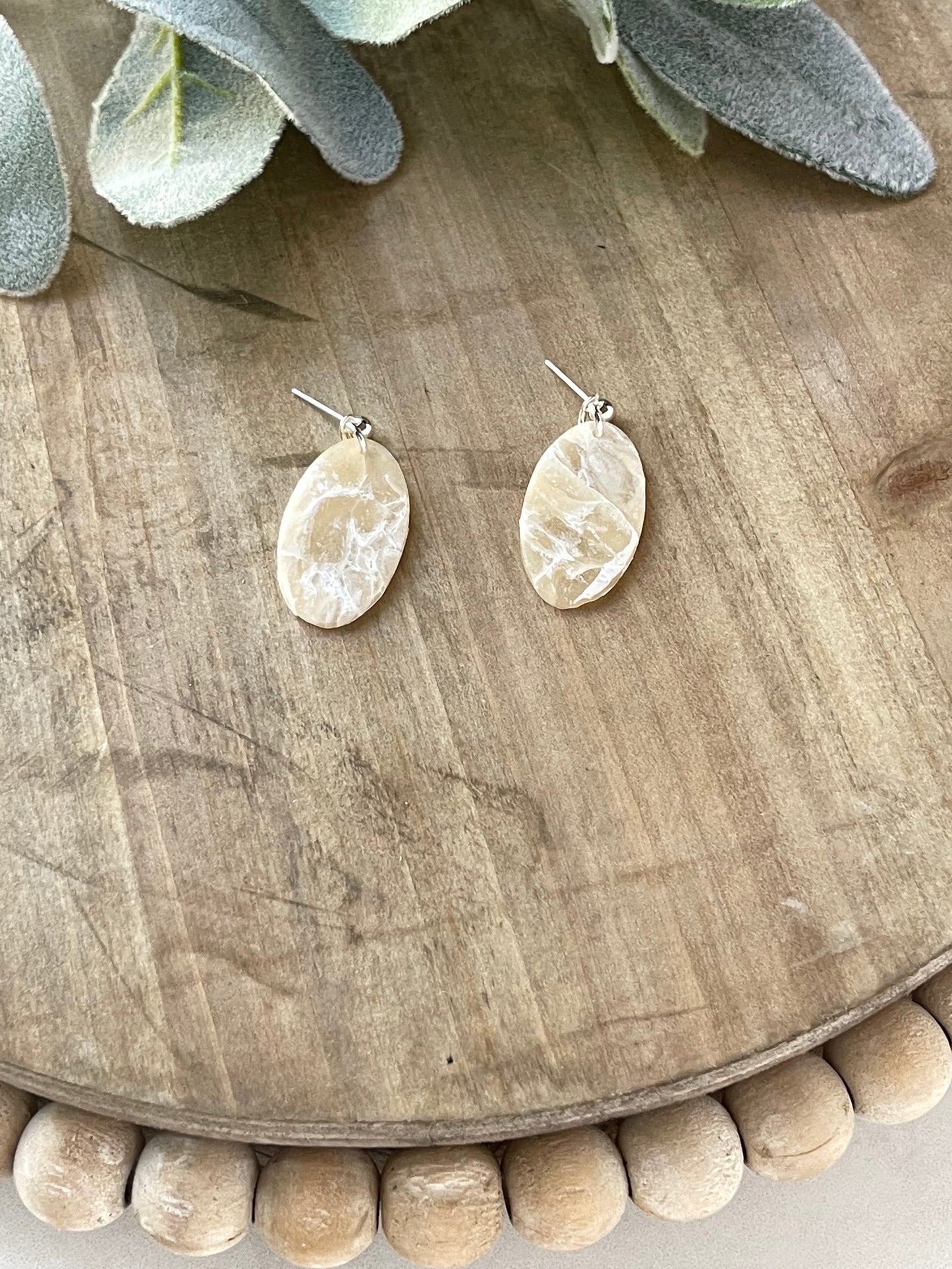 Translucent & White Marble Oval Dangle