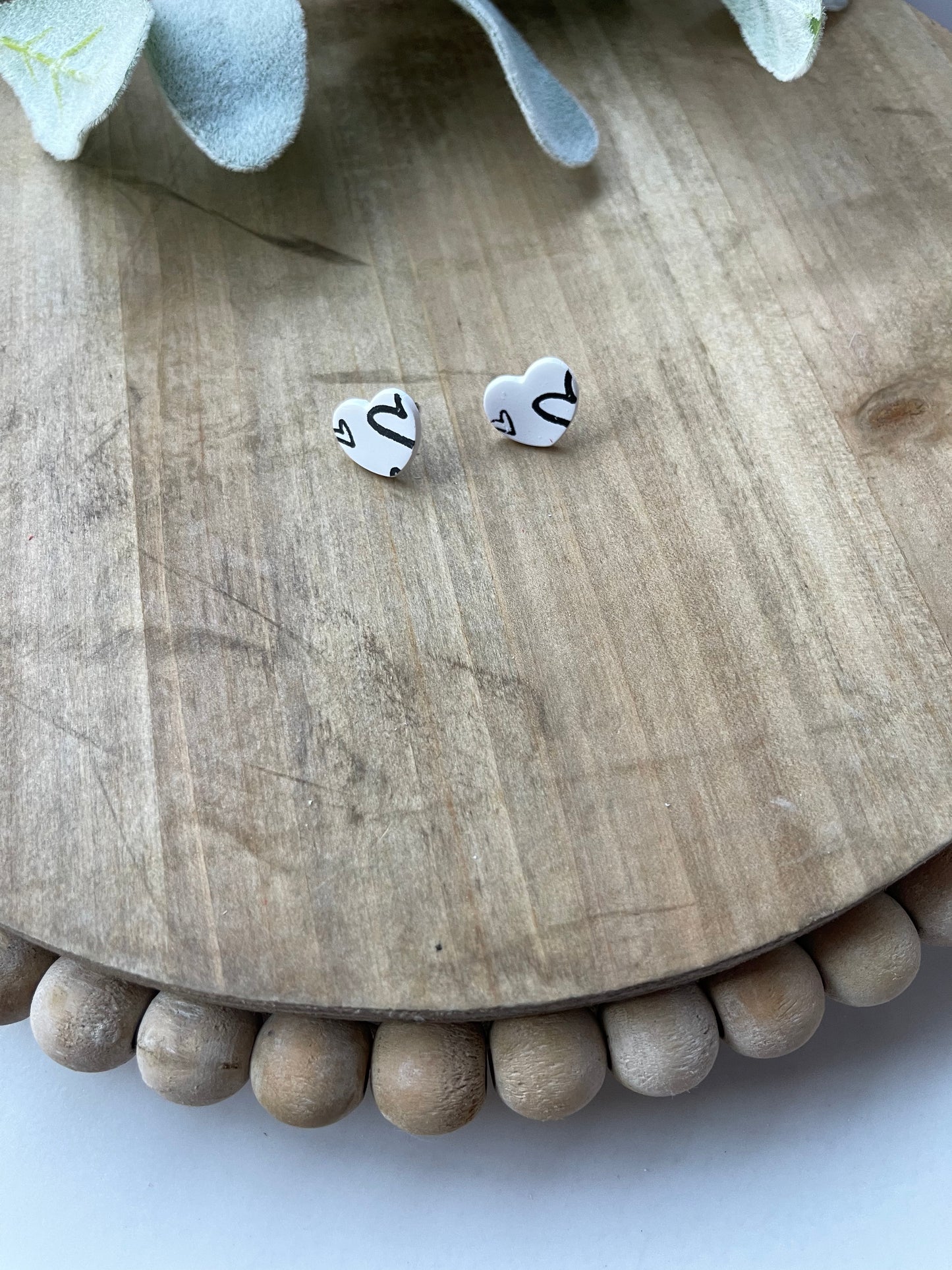 Fancy Marble Heart Stud