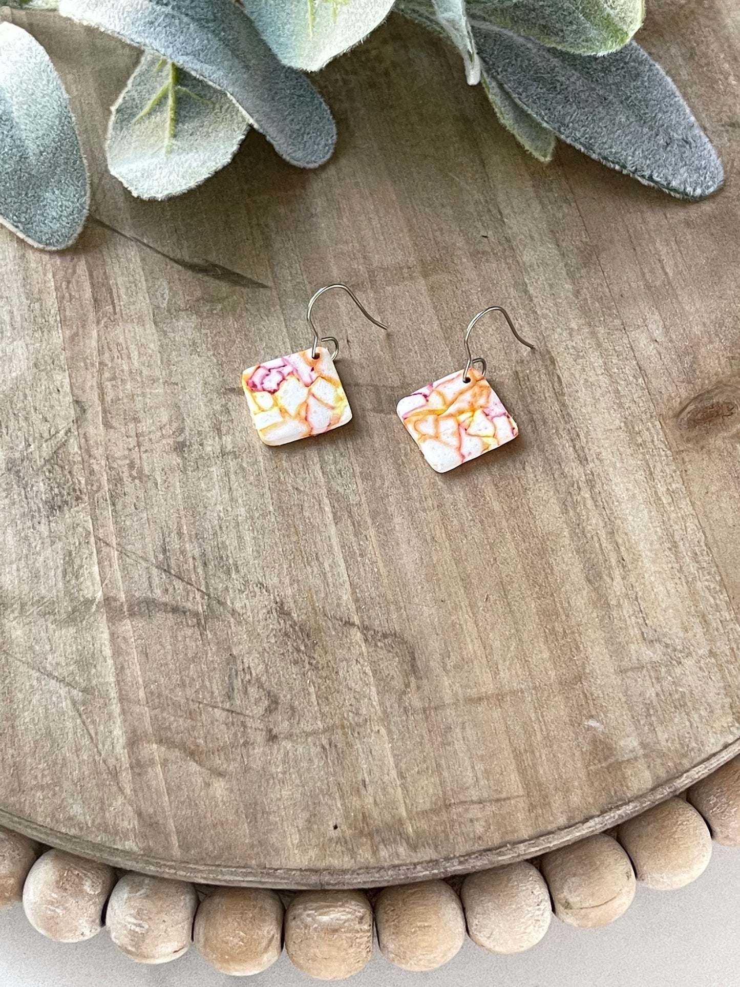 Multi-color Marble Square Dangle