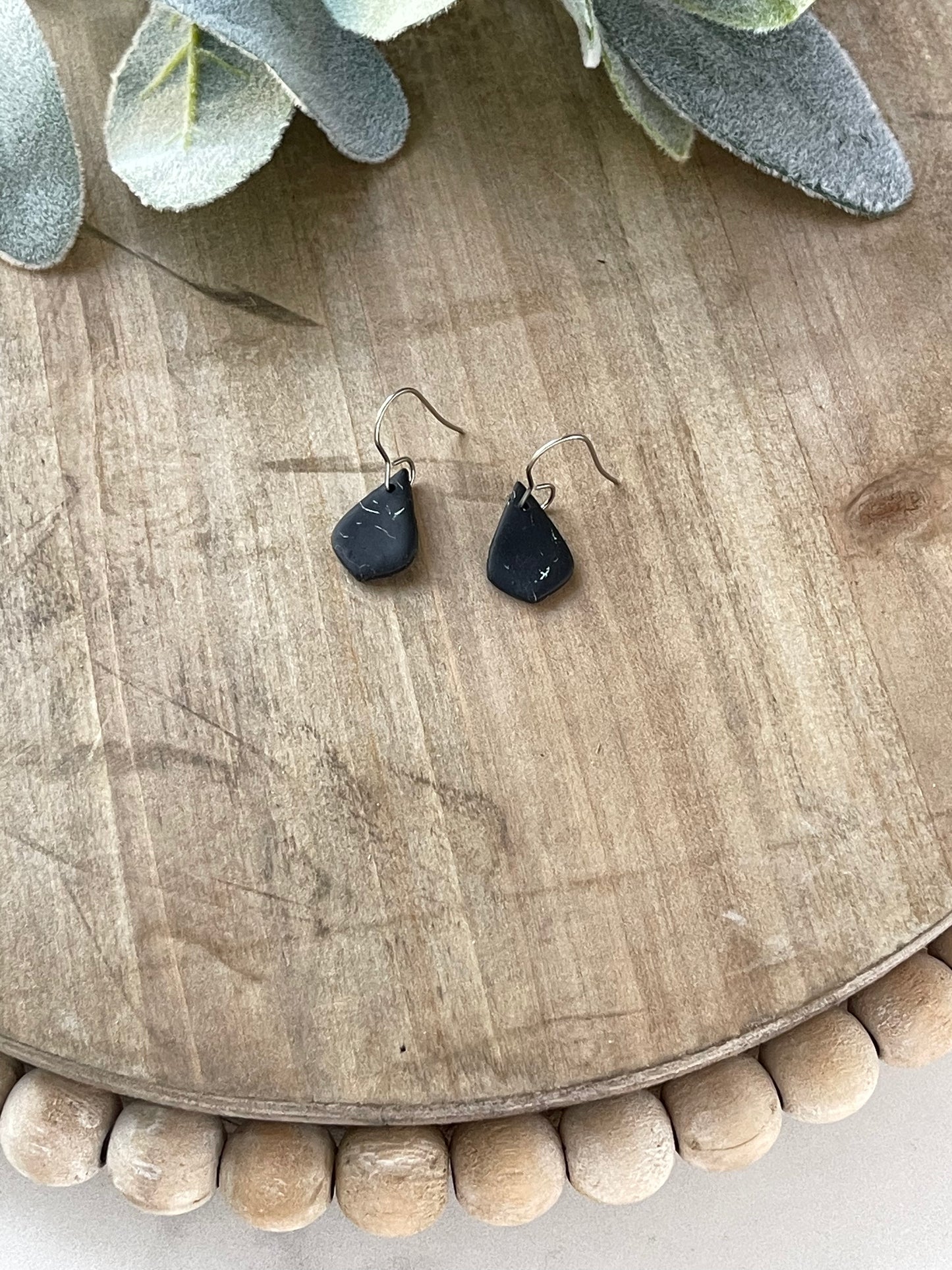 Black & White Marble Small Pointy Diamond Dangle