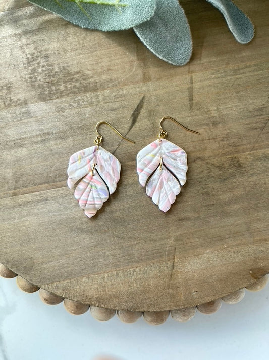 Pastel Marble Leaf Dangle