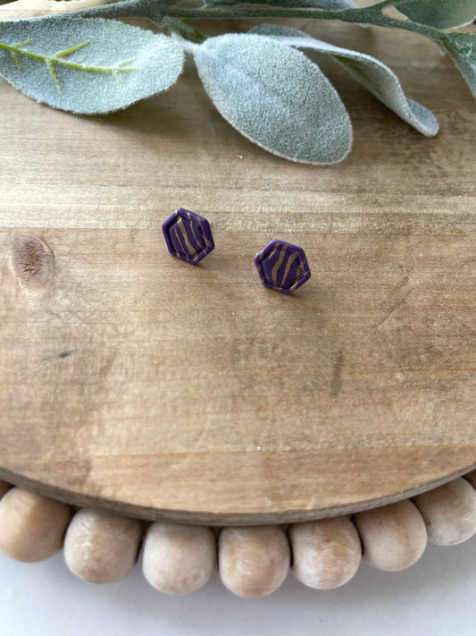 Tiger Stripe Hexagon Stud