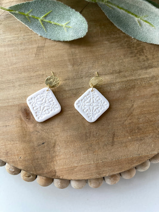 White Tile and Gold Dangle