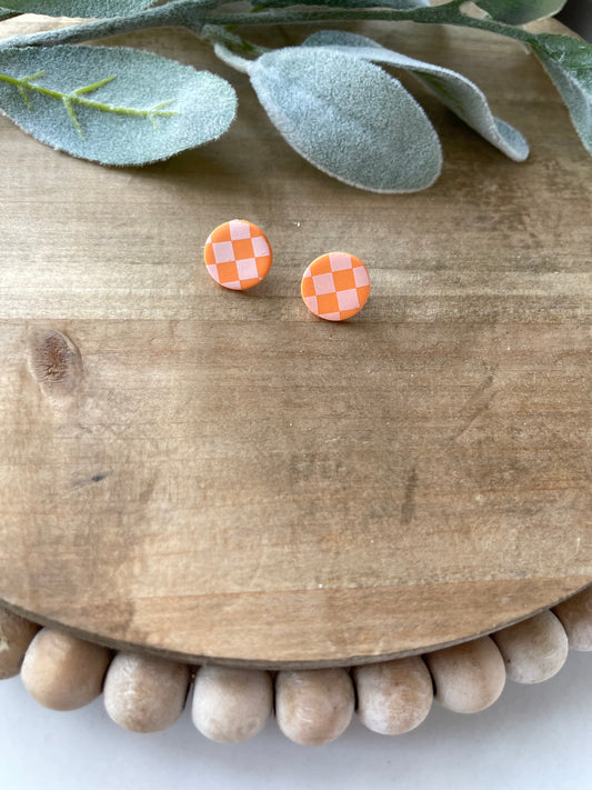 Orange and White Circle Stud