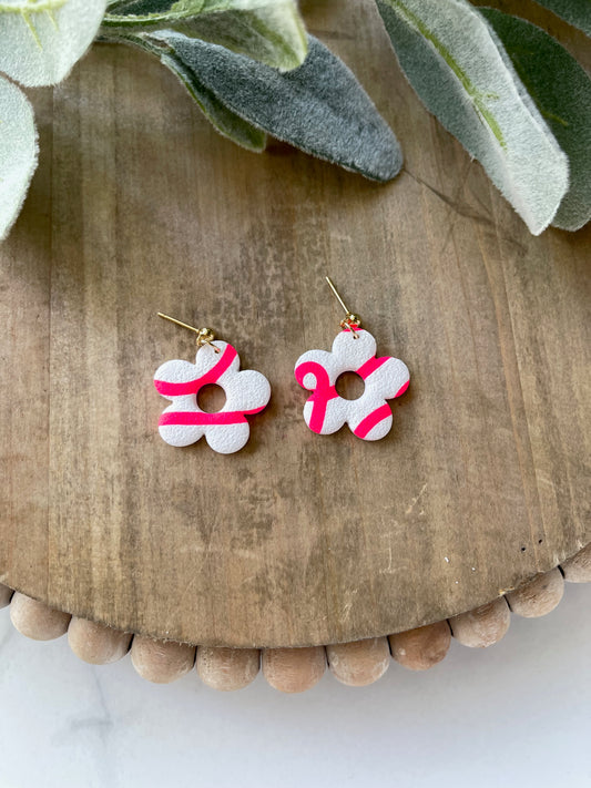 White with Hot Pink Flower Dangle