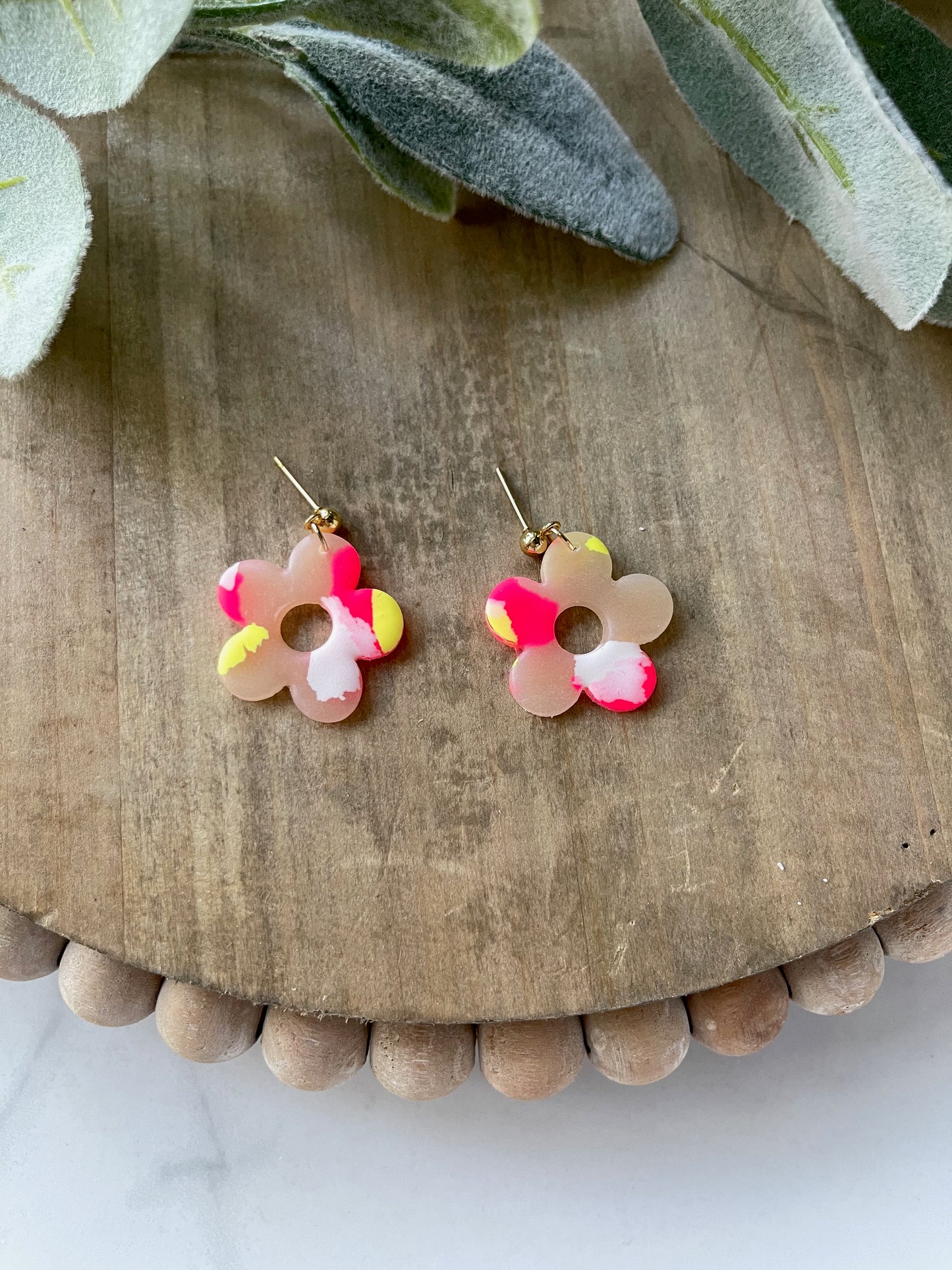 Translucent & Neon Floral Dangle