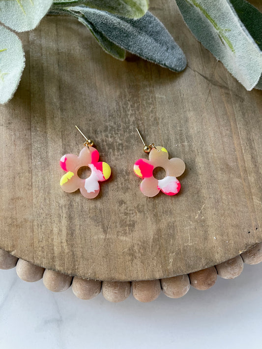 Translucent & Neon Floral Dangle