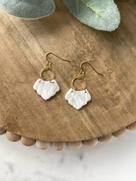 White Translucent Sparkle with Gold Dangle