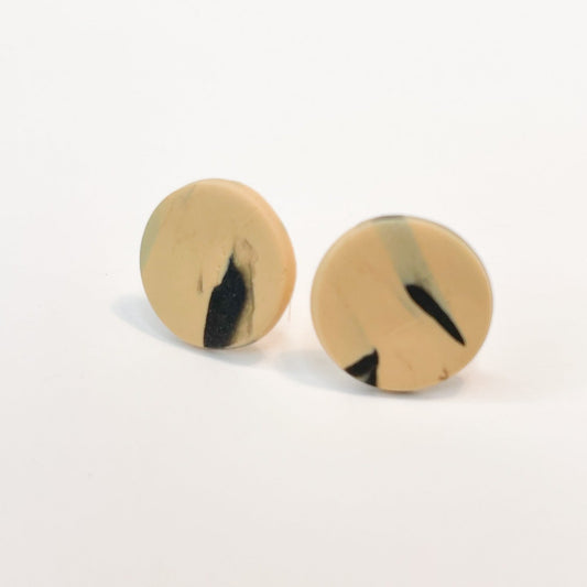 Tan & Black Marble Stud