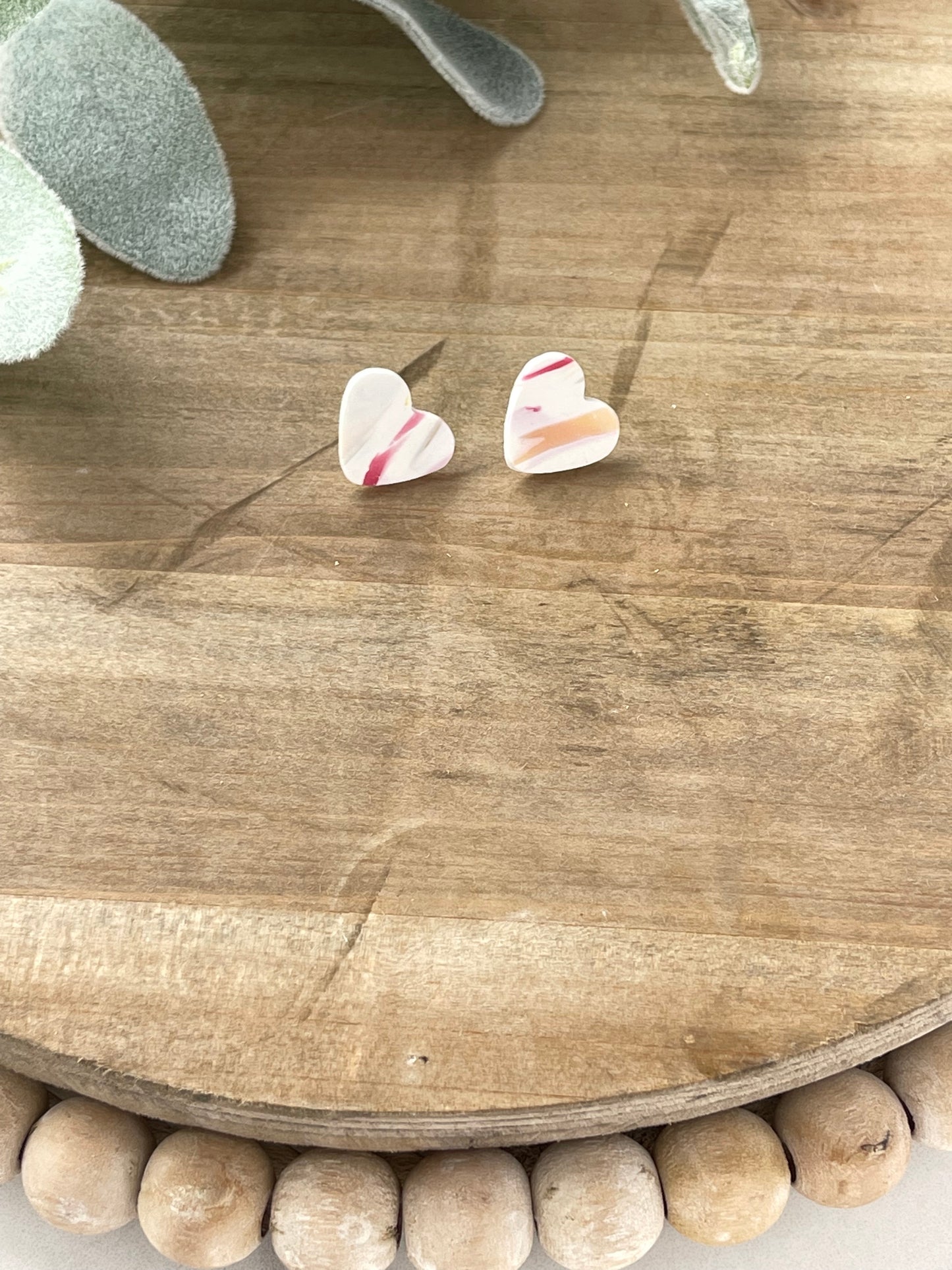 Fall Marble Heart Stud