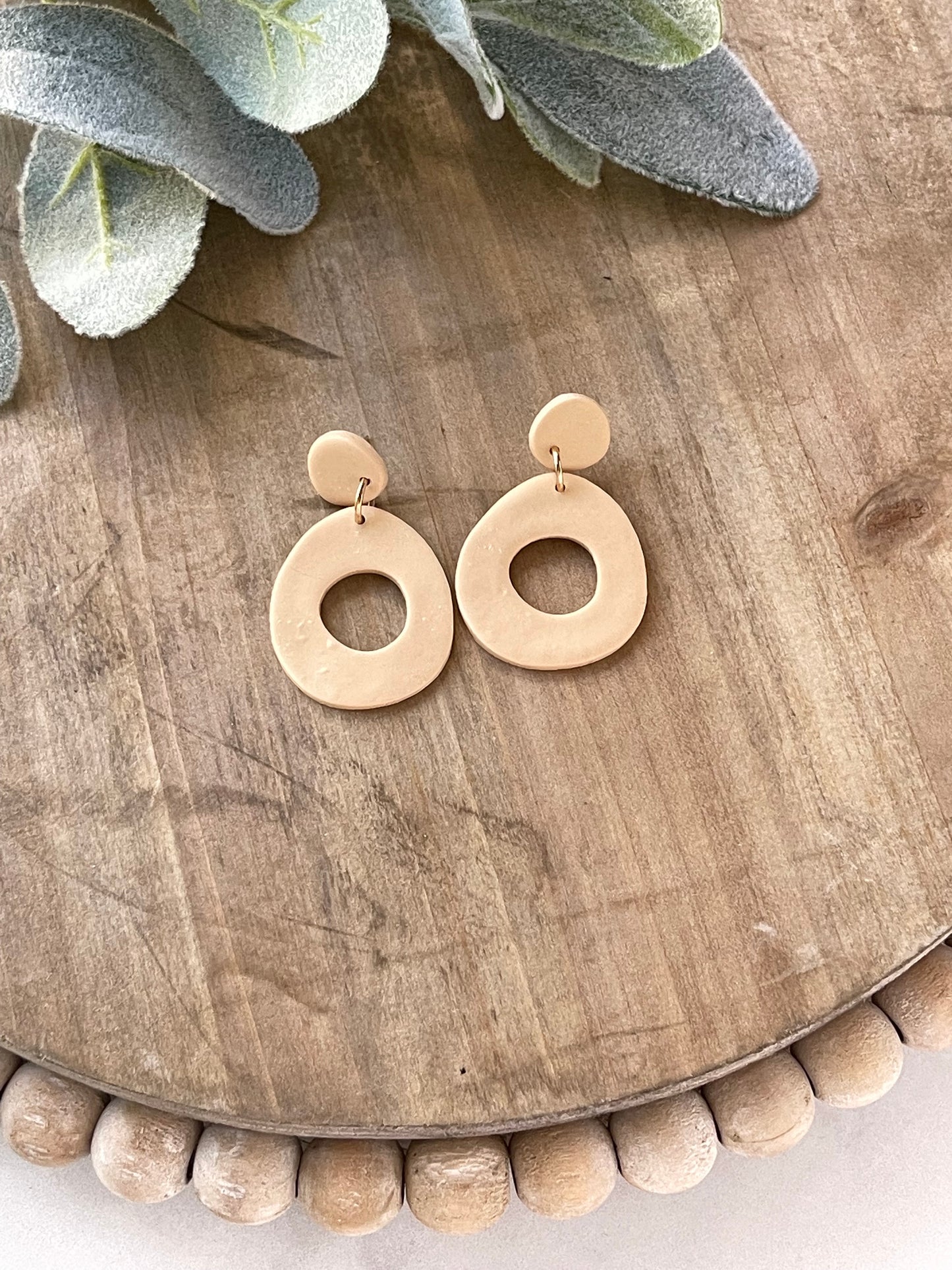 Light Gold Organic Circle Stud Dangle