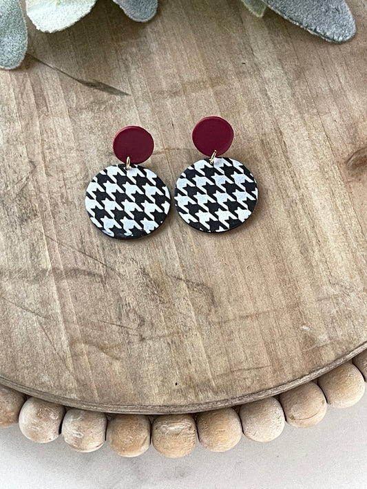 Houndstooth Circle Stud Dangle