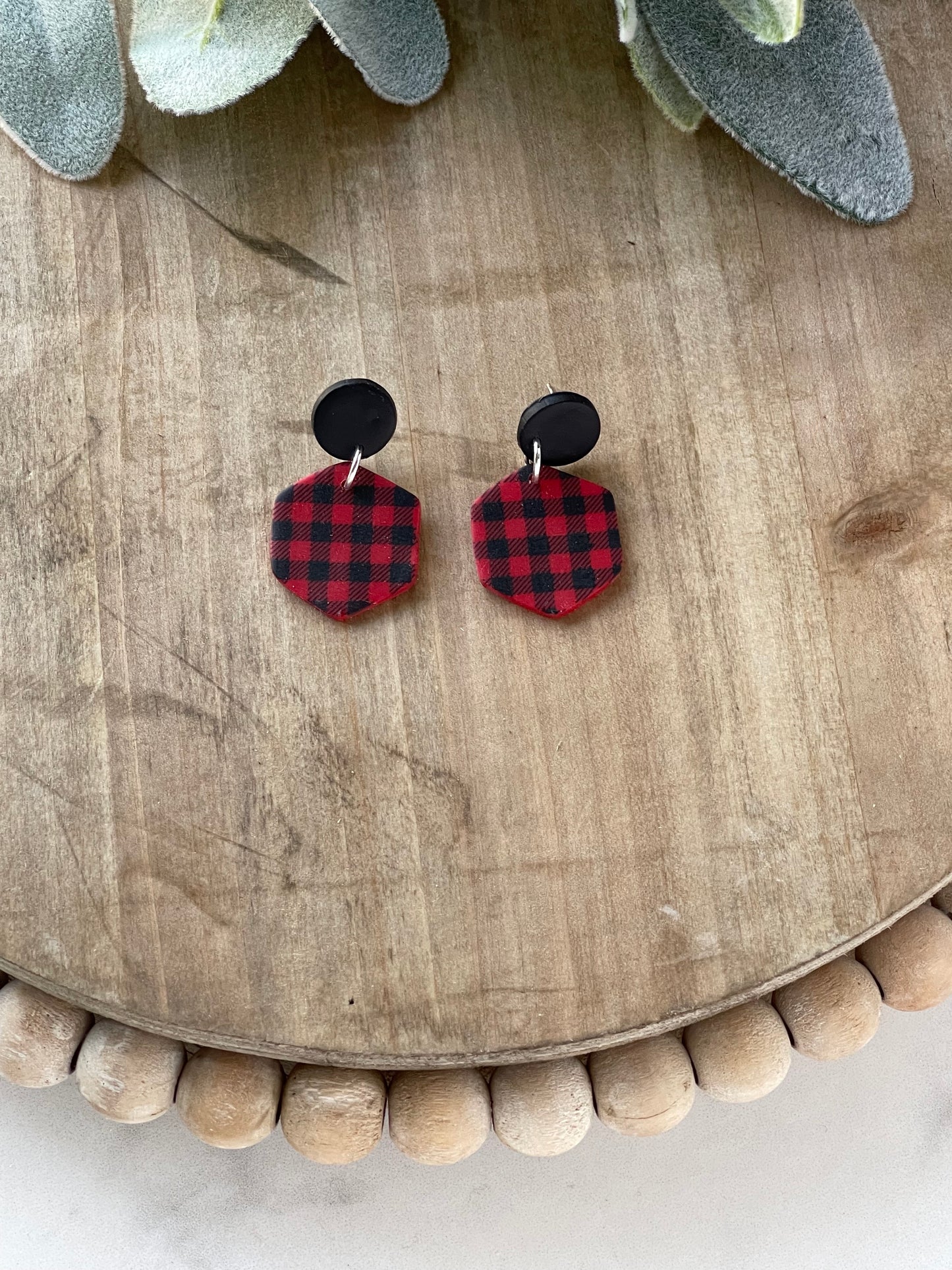 Buffalo Plaid Stud Dangle