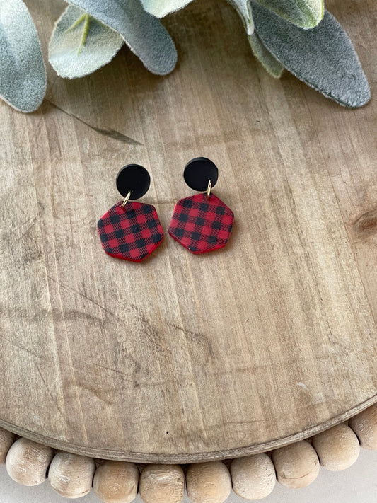 Buffalo Plaid Stud Dangle