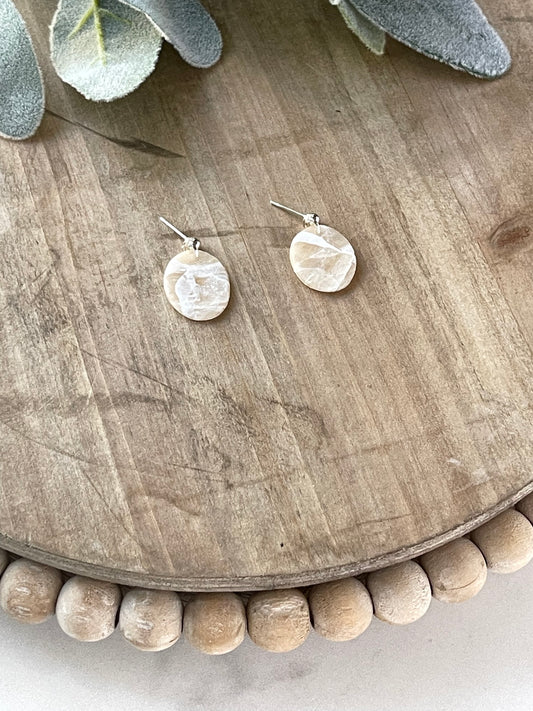 Translucent & White Marble Small Oval Dangle